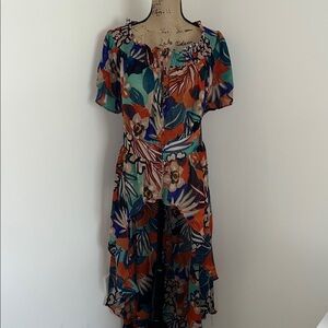 Ashley Stewart Tropical Floral High Low Blouse